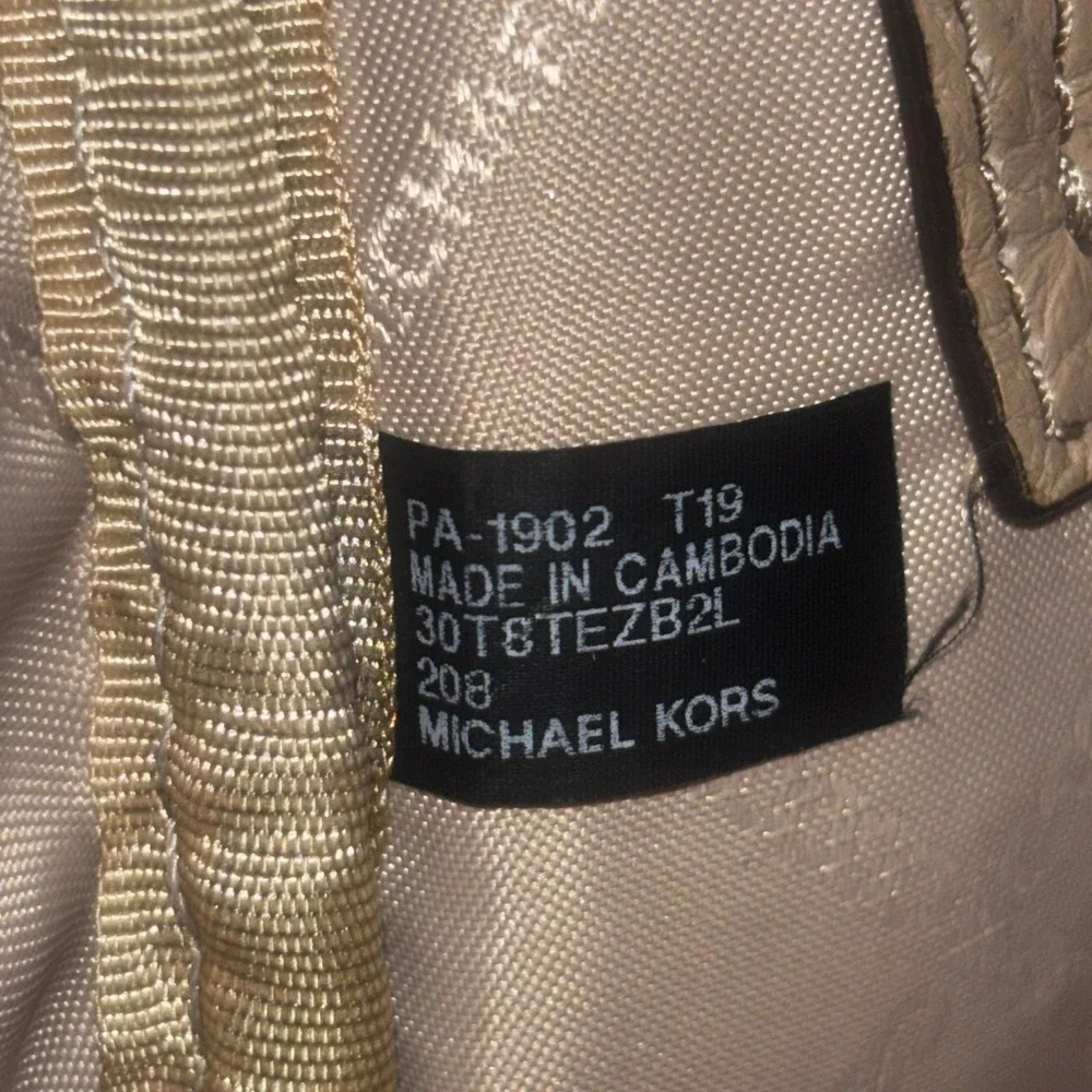 Michael Kors Rhea Zip Small Pebble Leather Backpack Truffle Tan Gold Tone Luxury